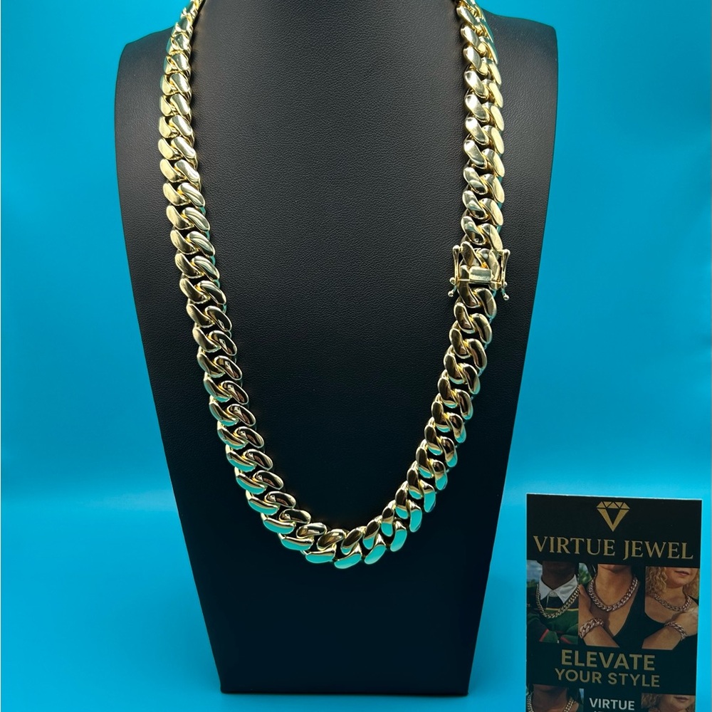 20mm Miami Cuban Link Gold Plated Necklace 18k & 14k Crab Old School Regular loc